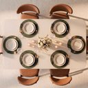 Ver imagem 2 de Conjunto de Jantar Mesa Tali 180cm e 6 Cadeiras Ema CabeCasa MadeiraOriginals Off White/Marrom