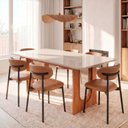 Ver imagem 1 de Conjunto de Jantar com Mesa Tali 180cm e 6 Cadeiras Ema CabeCasa MadeiraOriginals Marrom/Bege
