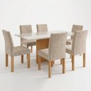 Ver imagem 2 de Conjunto de Mesa de Jantar 6 Lugares com Tampo de Vidro Cinamomo e Off White