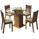 Ver imagem 2 de Conjunto Sala de Jantar Madesa Paula Mesa Tampo de Vidro Redondo 4 Cadeiras - Rustic/lírio Bege
