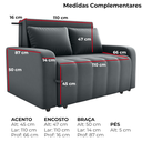 Ver imagem 4 de Sofa Cama 2 Lugares 138 Cm Amora New Veludo E425 Cinza Milani Store