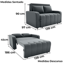 Ver imagem 3 de Sofa Cama 2 Lugares 138 Cm Amora New Veludo E425 Cinza Milani Store