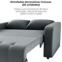 Ver imagem 5 de Sofa Cama 2 Lugares 138 Cm Amora New Veludo E425 Cinza Milani Store