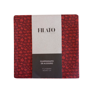 Guardanapo de Tecido Natalino 4 Peças HoHoHo | Filato - Vermelho