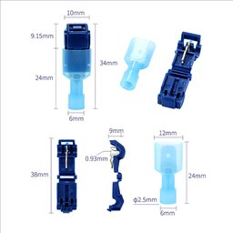 100un Conector Derivação T Azul 1,5 a 2,5mm Emenda Rápida - 2