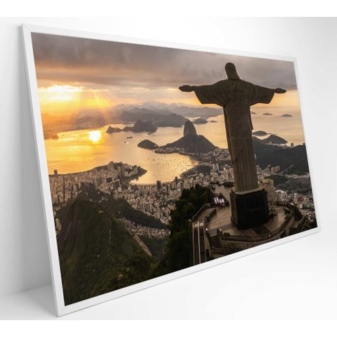 Quadro Monumento Cristo Redentor Rio de Janeiro - 90x60 Cm - Tecido Canvas