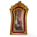 Ver imagem 1 de Quadro Decorativo Veneziano com Moldura Dourada e Veludo Vermelho a: 210cm L: 122cm C: 06cm