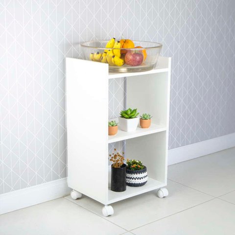 Armário Organizador Nicho Branco com Rodízio 40cm para Cozinha