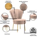 Ver imagem 4 de Cadeira para Recepção Moderna Sala de Espera Ergonômica Tecido Veludo Confortável Pés de Ferro