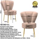 Ver imagem 3 de Cadeira para Recepção Moderna Sala de Espera Ergonômica Tecido Veludo Confortável Pés de Ferro