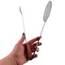 KIT 3 ESCUMADEIRA COM PINÇA E PENEIRA PEGADOR JAPONÊS DE AÇO INOX 28CM FRITURA PASTEL - 5