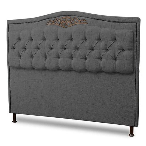 Cabeceira Estofada Box Casal Queen Size 160cm Linho Grafite