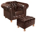 Ver imagem 1 de Poltrona Com Puff Capitonê Chesterfield Luís Xv - Couríssimo Café