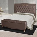 Ver imagem 2 de Kit Cabeceira de Cama Box e Calçadeira Baú Madri Casal 140 Cm Suede Rosê do Lar Móveis e Decora