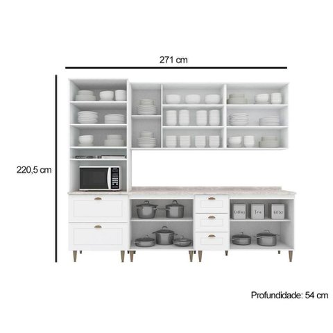 Kit Cozinha Henn 7 Peças Americana C/ Pés C5p52 Branco