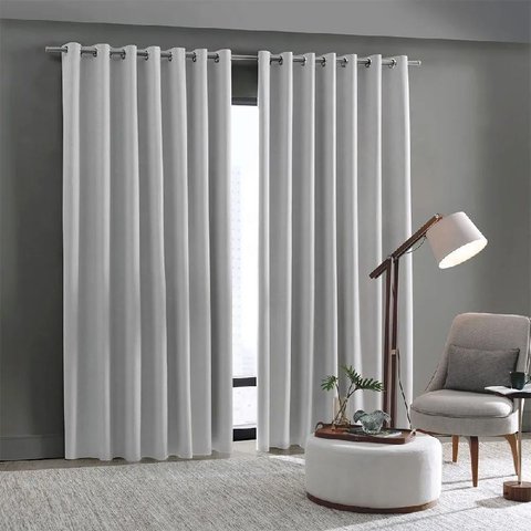 Cortina Tecido Blackout 100% 5,40 X 2,70 Cm Linen Cinza Ilhós