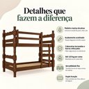 Ver imagem 3 de Beliche Madeira Maciça - Vira 2 Camas - para Colchão 78/88x188cm Multimóveis CR35687 Imbuia