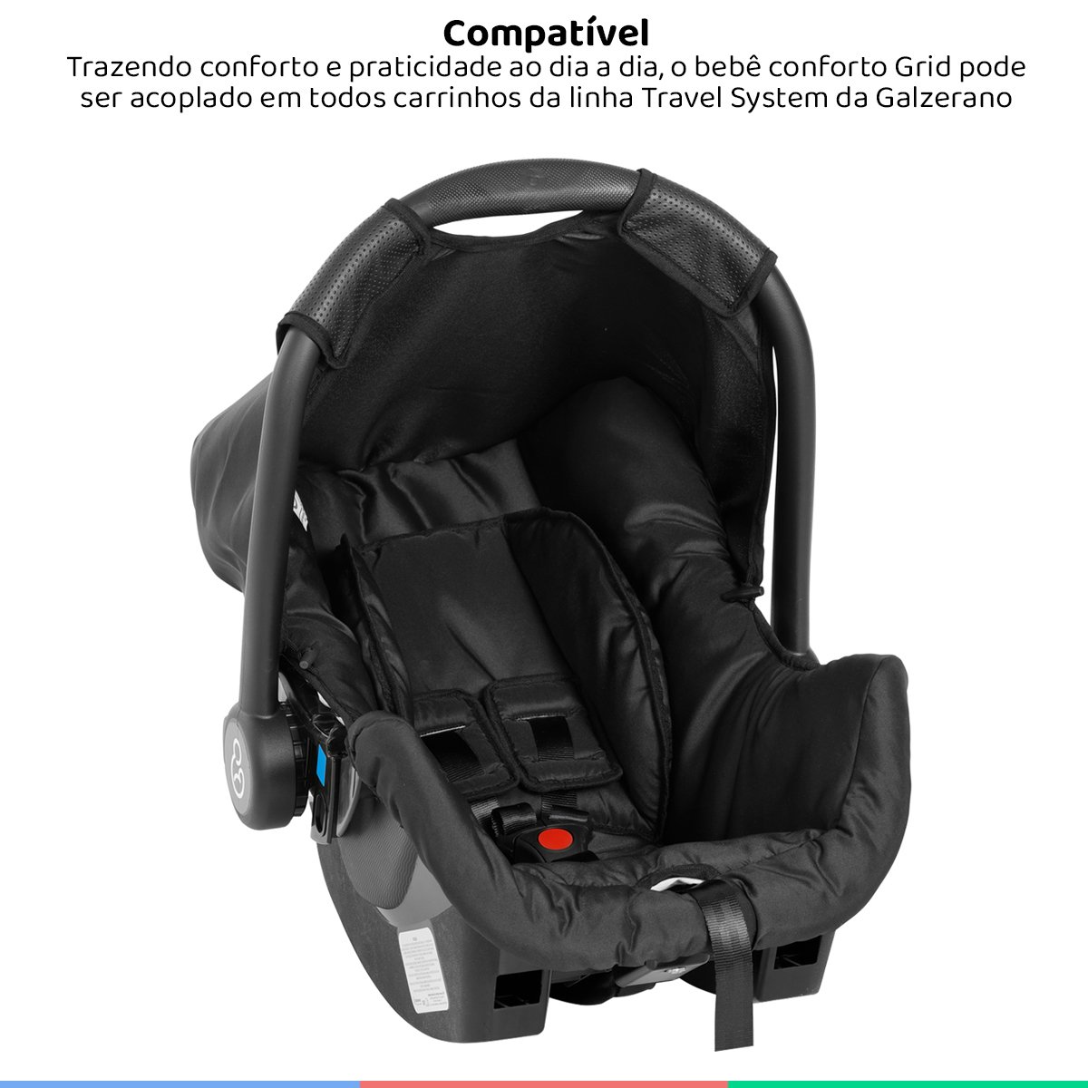 Bebe Conforto Cadeirinha Auto Infantil 0 Até 13Kg Dispositivo de Retenção Grid Com Suporte Galzerano - 5