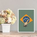 Ver imagem 1 de Quadro Cachorro Caramelo - Bandeira Brasil 24x18cm - com Vidro:moldura Preta