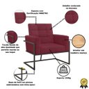 Ver imagem 2 de Kit 2 Poltronas Base de Ferro Tecido Suede para Sala de Espera Resistente Sala de Estar Confortável