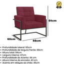 Ver imagem 3 de Kit 2 Poltronas Base de Ferro Tecido Suede para Sala de Espera Resistente Sala de Estar Confortável