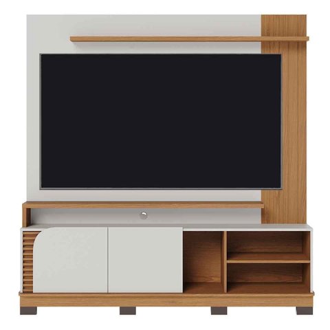 Painel para TV até 75" 2 Portas Jussara Off White Matte/Freijó