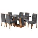 Ver imagem 2 de Mesa de Jantar 6 Lugares Lana Mel/cinza/veludo Cinza - Viero Móveis