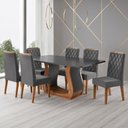 Ver imagem 1 de Mesa de Jantar 6 Lugares Lana Mel/cinza/veludo Cinza - Viero Móveis