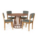 Ver imagem 1 de Mesa de Jantar Redonda Gabi Noronha com 4 Cadeiras Estofadas Ella Cinza