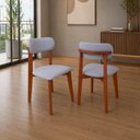 Ver imagem 1 de Combo 2 Cadeiras de Jantar Maya Estofada Linho Cinza-Claro Design Moderno