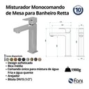 Ver imagem 6 de Misturador Monocomando de Mesa Lavatório Bica Média Retta 3/4" Black Fosco (6876 Bk-330)