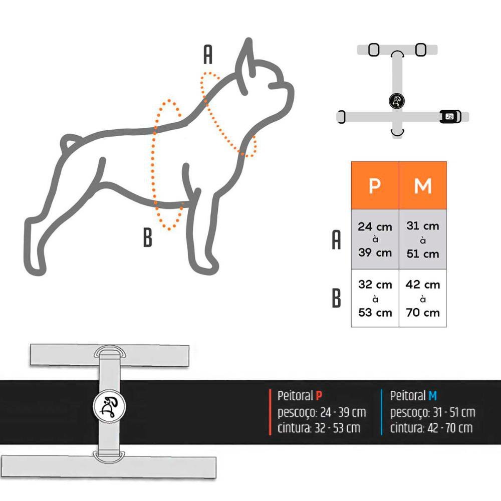 Kit Peitoral e Guia para Cachorros Ajustável Estilo Explore Tamanho:M - 3