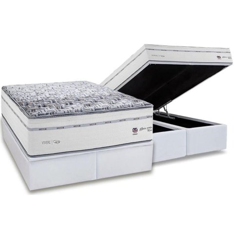 Conjunto Box Baú Queen: Colchão Molas Herval Ensacadas Maxspring C1723 + Base Crc Linhão White (