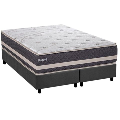Conjunto Box Queen: Colchão Espuma Herval Ag65 Belfort + Base Crc Suede Gray (158x198)