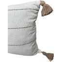 Ver imagem 2 de Capa de Almofada Rustica em Algodão 4 Listras com Pompom Caqui/cru