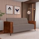 Ver imagem 2 de Sofá Living Decorativo Houston 2 Lugares 180cm Pés em Metal Veludo/ Pu Castor/ Marrom G33 - Gran Bel