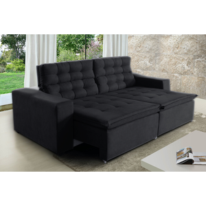 Sofá Londres 220cm Retrátil Reclinável Preto – WS