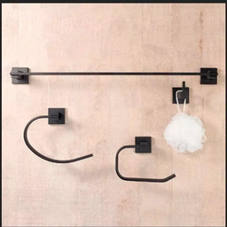 Kit Pra Banheiro Quadrado Preto Fosco 6 Peças Acabamentos - 5