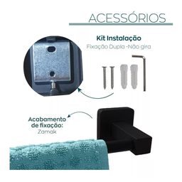 Kit Pra Banheiro Quadrado Preto Fosco 6 Peças Acabamentos - 6