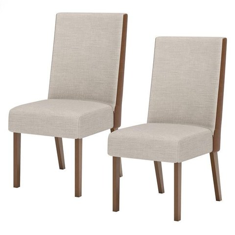 Cadeira para Mesa de Jantar Anne Kit 02 Peças Nature Corano Caramelo Creme – Henn