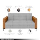 Ver imagem 3 de Sofá Living Decorativo Houston 2 Lugares 160cm Pés em Metal Veludo/ Pu Cinza/ Caramelo G33 - Gran Be