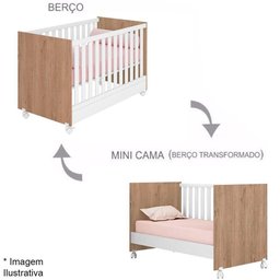 Berço Mini-cama Doce Mel com Rodízios Carvalho-branco - 5