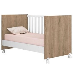 Berço Mini-cama Doce Mel com Rodízios Carvalho-branco - 3