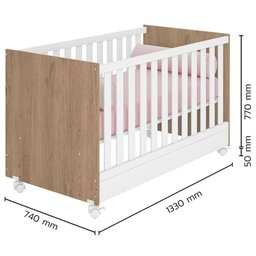 Berço Mini-cama Doce Mel com Rodízios Carvalho-branco - 6