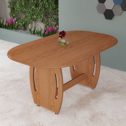 Mesa para Sala de Jantar Oval P/ 6 Lugares Design Moderno e Sofisticado:nature