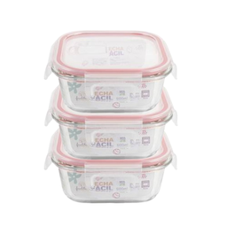 3 Un Potes Hermético de Vidro C/ Válvula Vermelho 500ml - 1
