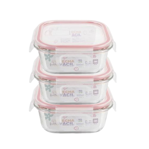 3 Un Potes Hermético de Vidro C/ Válvula Vermelho 500ml