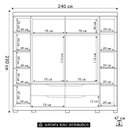 Ver imagem 4 de Guarda Roupa Casal 240cm Ripado 6 Portas Doble Freijó/titanium - Albatroz