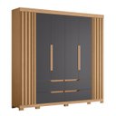 Ver imagem 1 de Guarda Roupa Casal 240cm Ripado 6 Portas Doble Freijó/titanium - Albatroz