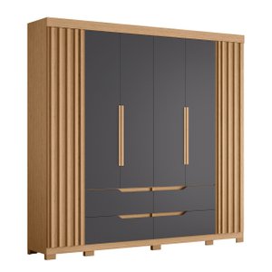 Guarda Roupa Casal 240cm Ripado 6 Portas Doble Freijó/titanium - Albatroz